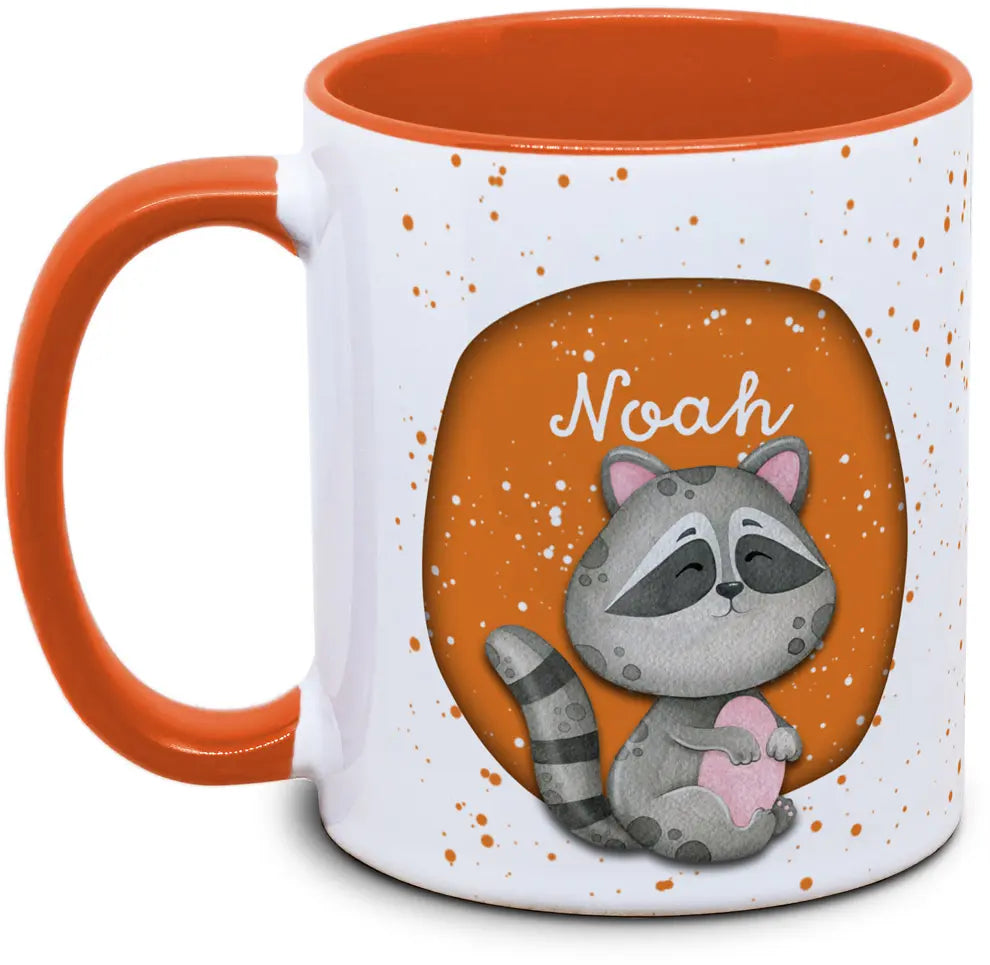 Tasse - Kinder mit Name und Waschbär