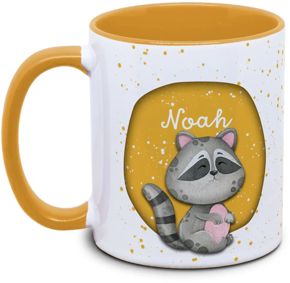 Tasse - Kinder mit Name und Waschbär