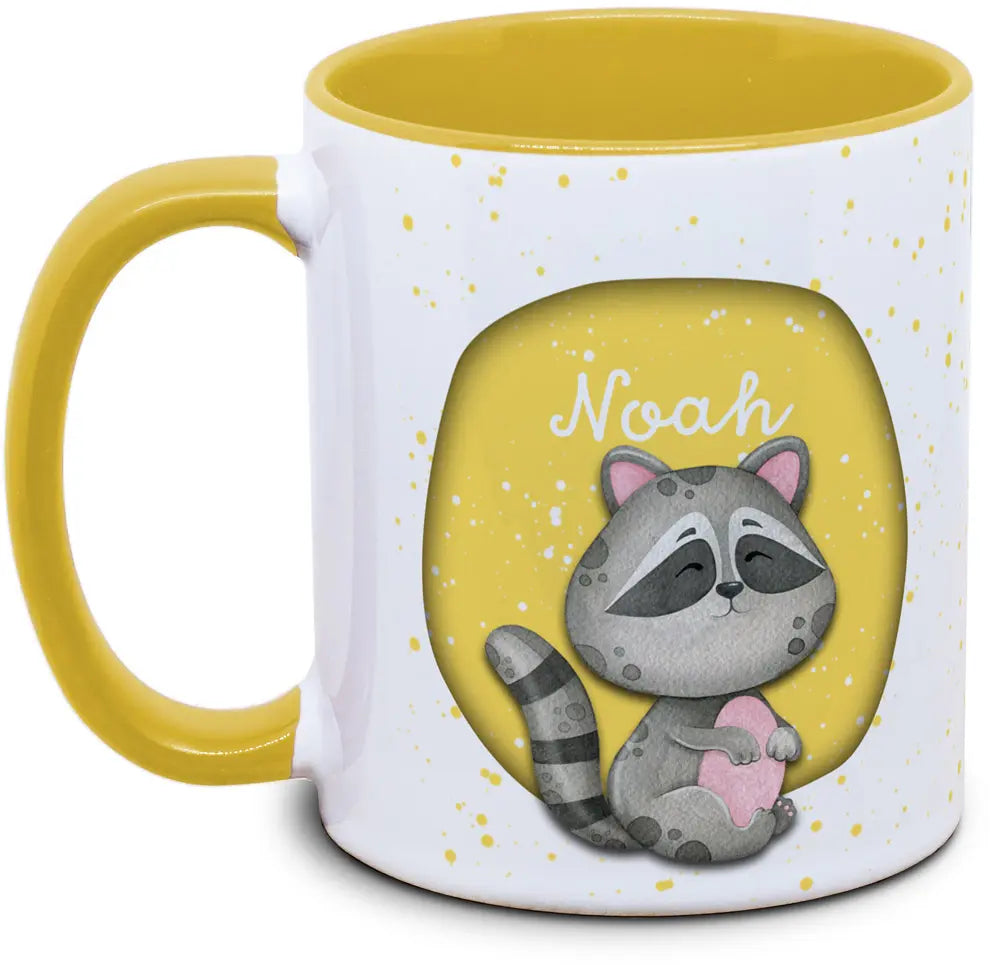 Tasse - Kinder mit Name und Waschbär