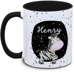 Keramiktasse mit Kinder mit Name und Zebra Motiv von Tassenkasper