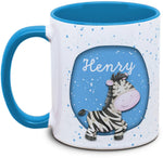 Tasse - Kinder mit Name und Zebra
