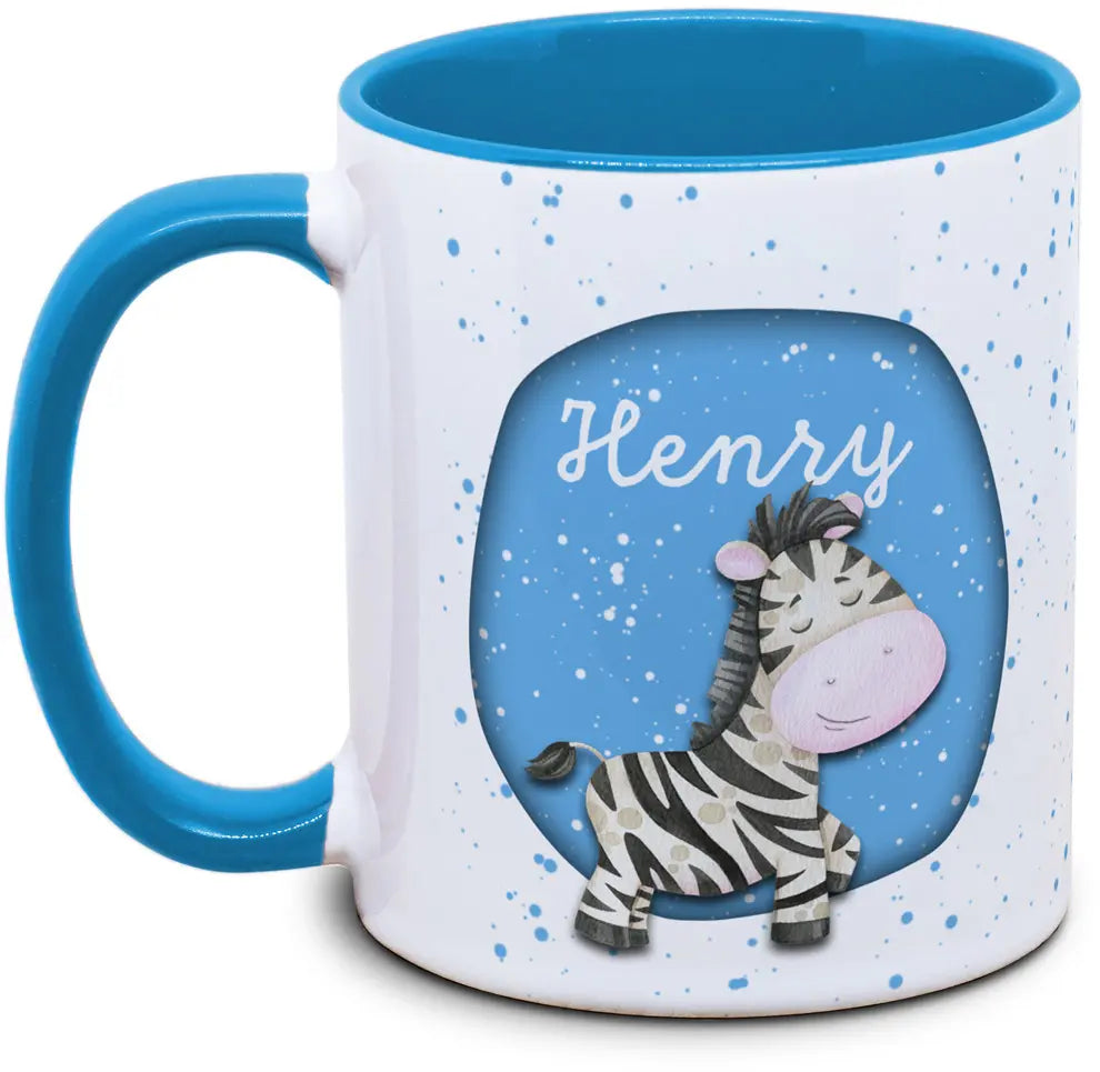 Tasse - Kinder mit Name und Zebra
