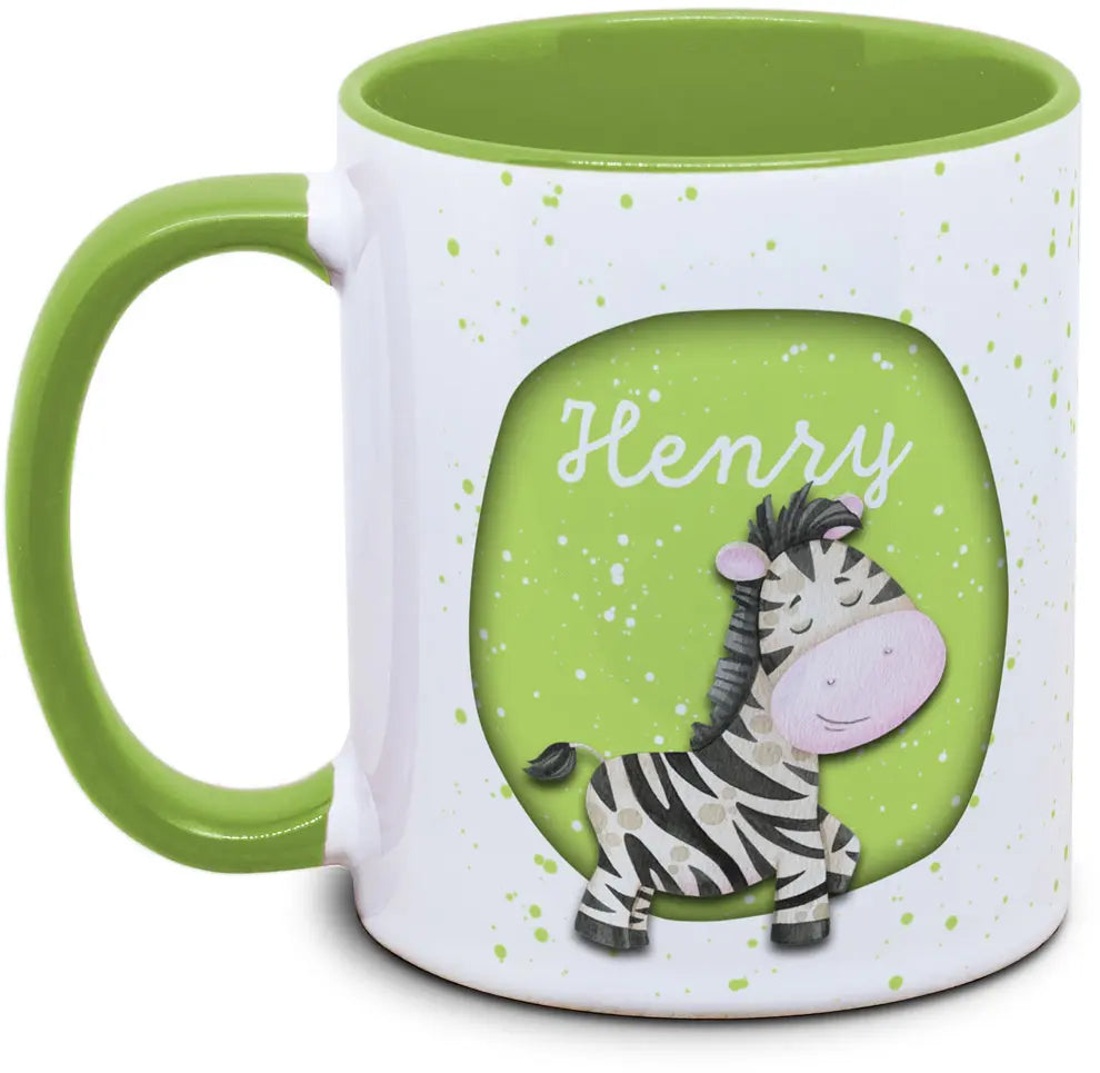 Tasse - Kinder mit Name und Zebra