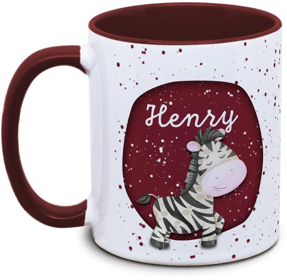 Tasse - Kinder mit Name und Zebra