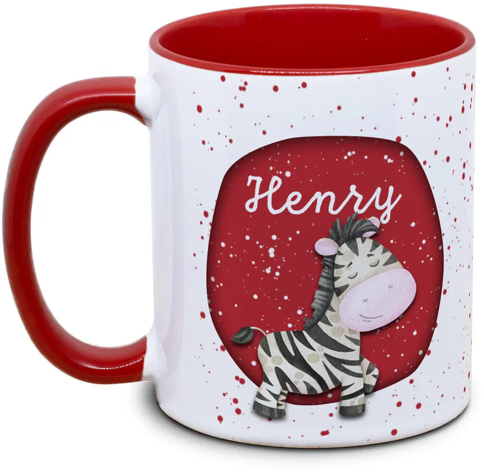 Tasse - Kinder mit Name und Zebra