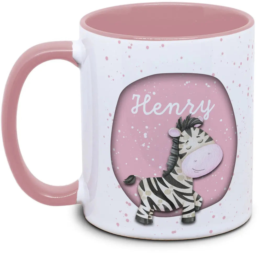 Tasse - Kinder mit Name und Zebra