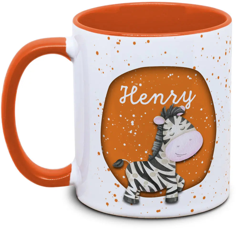 Tasse - Kinder mit Name und Zebra