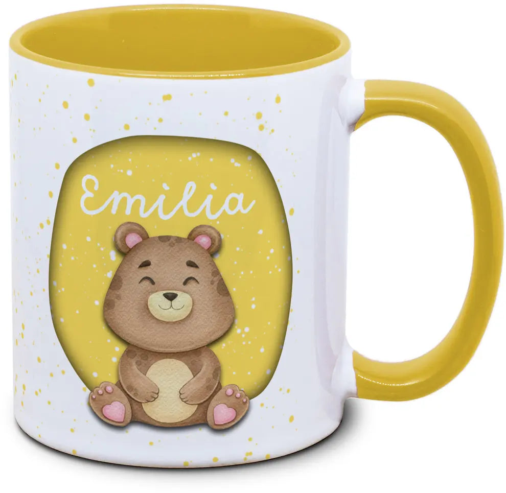 Kindertasse mit Name und Bär / Teddy
