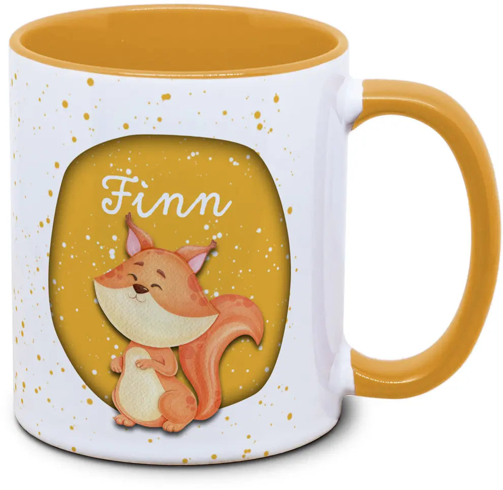 Kindertasse mit Name und Eichhörnchen