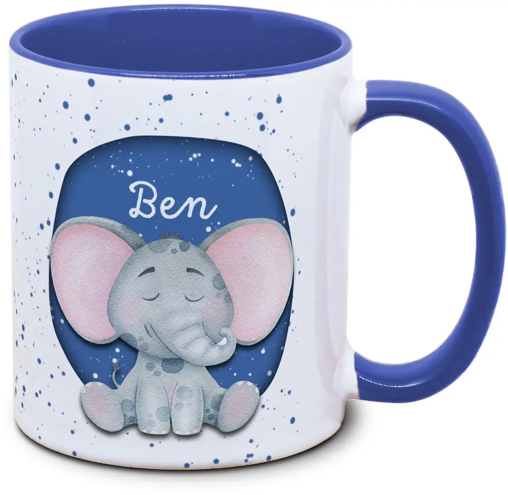 Kindertasse mit Name und Elefant