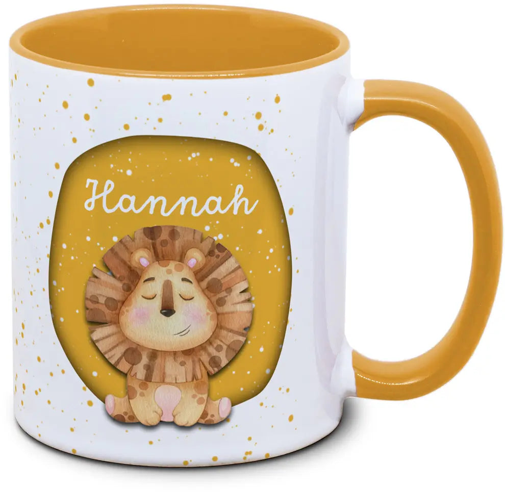 Kindertasse mit Name und Löwe