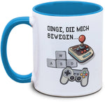 Keramiktasse mit Gaming "Dinge, die mich bewegen" Motiv von Tassenkasper