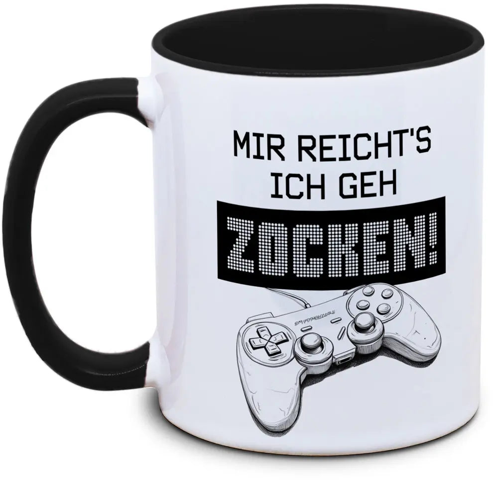 Keramiktasse mit Gaming "Mir reicht's ich geh zocken" Motiv von Tassenkasper