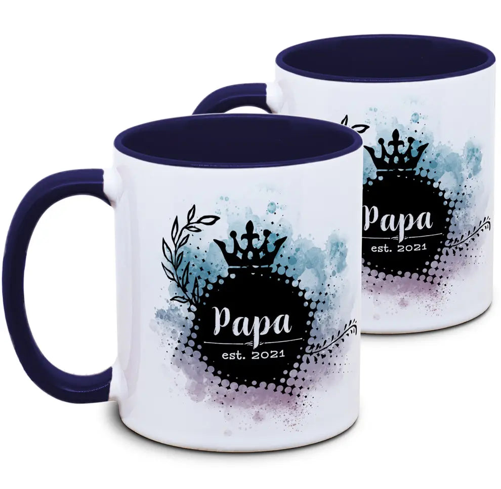 Keramiktasse mit Papa & Papa est. (2er-Set) Motiv von Tassenkasper