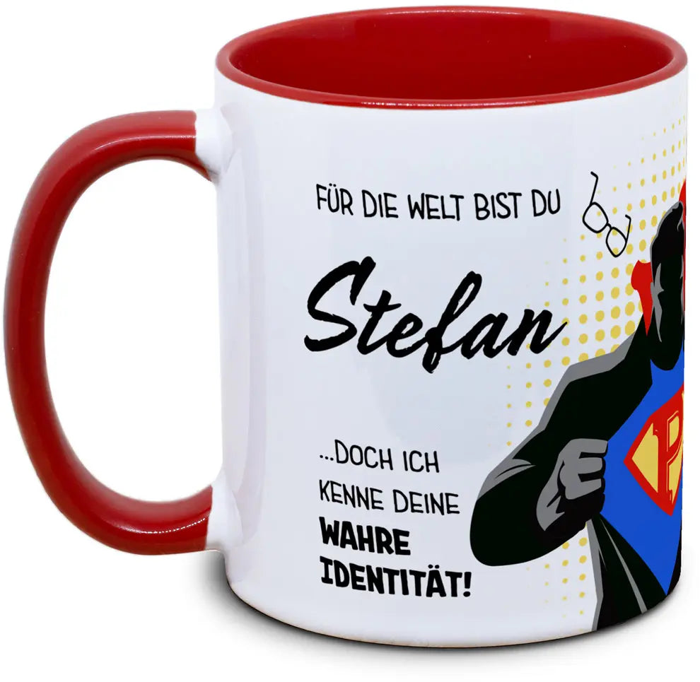 Keramiktasse mit für Super-Papas (mit Wunschname) Motiv von Tassenkasper