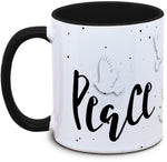 Keramiktasse mit Peace mit Friedenstauben Motiv von Tassenkasper