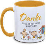 Keramiktasse mit Danke, dass du mir beim wachsen geholfen hast Motiv von Tassenkasper