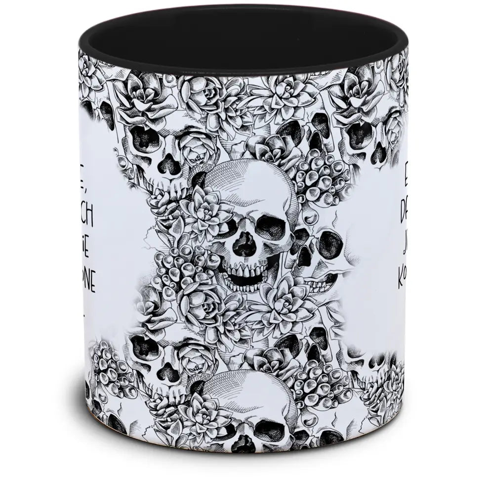 Tasse Totenkopf und Spruch: "Es gibt Tage, da hat einfach jemand in die Konfettikanone geschissen..."