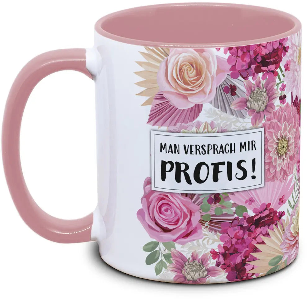 Keramiktasse mit Blume: Man versprach mir Profis Motiv von Tassenkasper