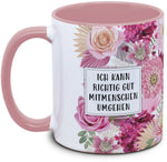 Keramiktasse mit Blume: Ich kann richtig gut Mitmenschen umgehen Motiv von Tassenkasper