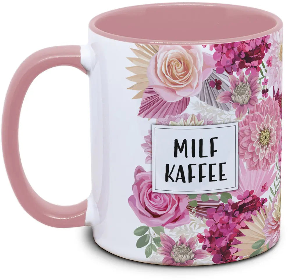 Keramiktasse mit Blume: MILF Kaffee Kopie Motiv von Tassenkasper