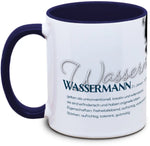Keramiktasse mit Sternzeichen: Wassermann Motiv von Tassenkasper