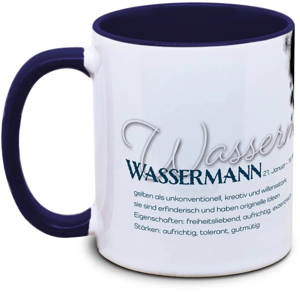 Keramiktasse mit Sternzeichen: Wassermann Motiv von Tassenkasper