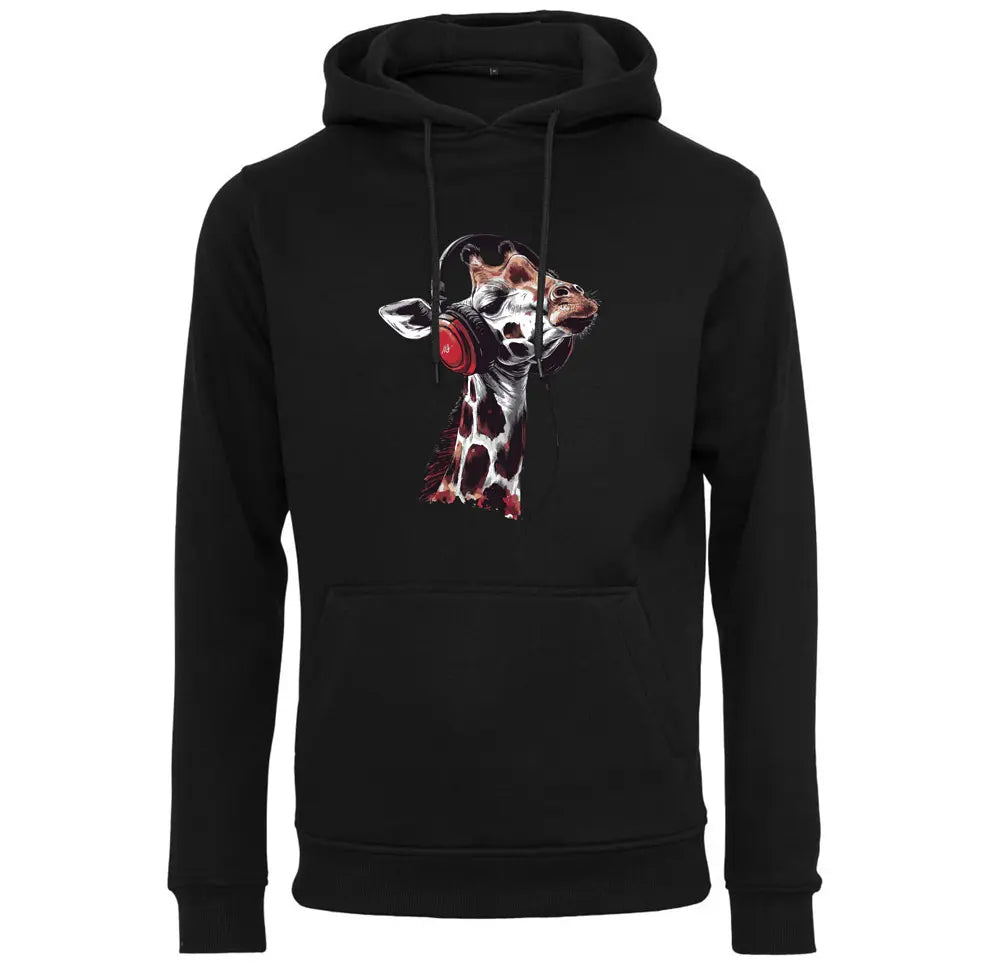 Kapuzenpullover mit Giraffe mit Kopfhörer Motiv von Tassenkasper