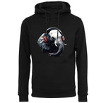 Kapuzenpullover mit Elefant mit Kopfhörer Motiv von Tassenkasper