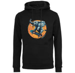 Kapuzenpullover mit Elefant mit Skateboard Motiv von Tassenkasper