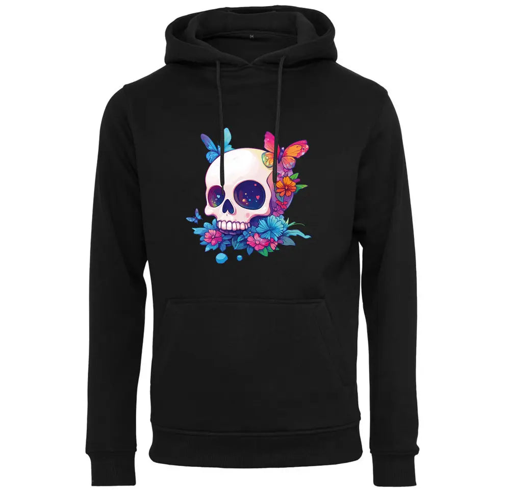 Kapuzenpullover mit Floraler Totenkopf Motiv von Tassenkasper