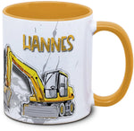 Kindertasse mit Bagger und eigenem Name