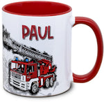 Kindertasse mit Feuerwehr und eigenem Name