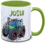 Kindertasse mit Traktor und eigenem Name