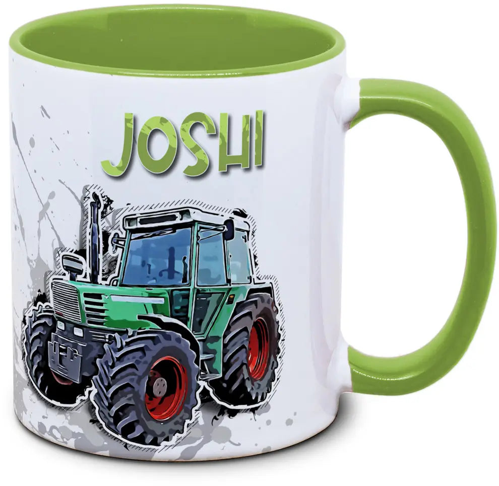Kindertasse mit Traktor und eigenem Name
