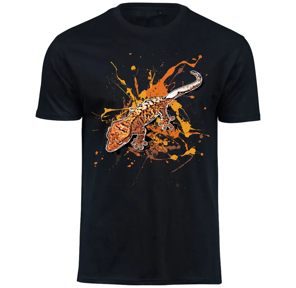 T-Shirt mit Correlophus ciliatus / Kronengecko Motiv von Tassenkasper