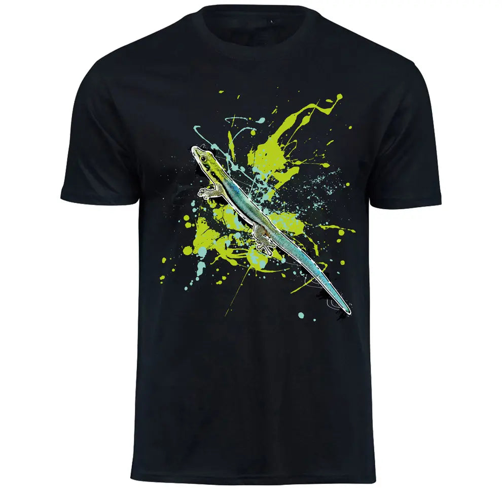 T-Shirt mit Phelsuma klemmeri / Blauer Bambus - Taggecko Motiv von Tassenkasper