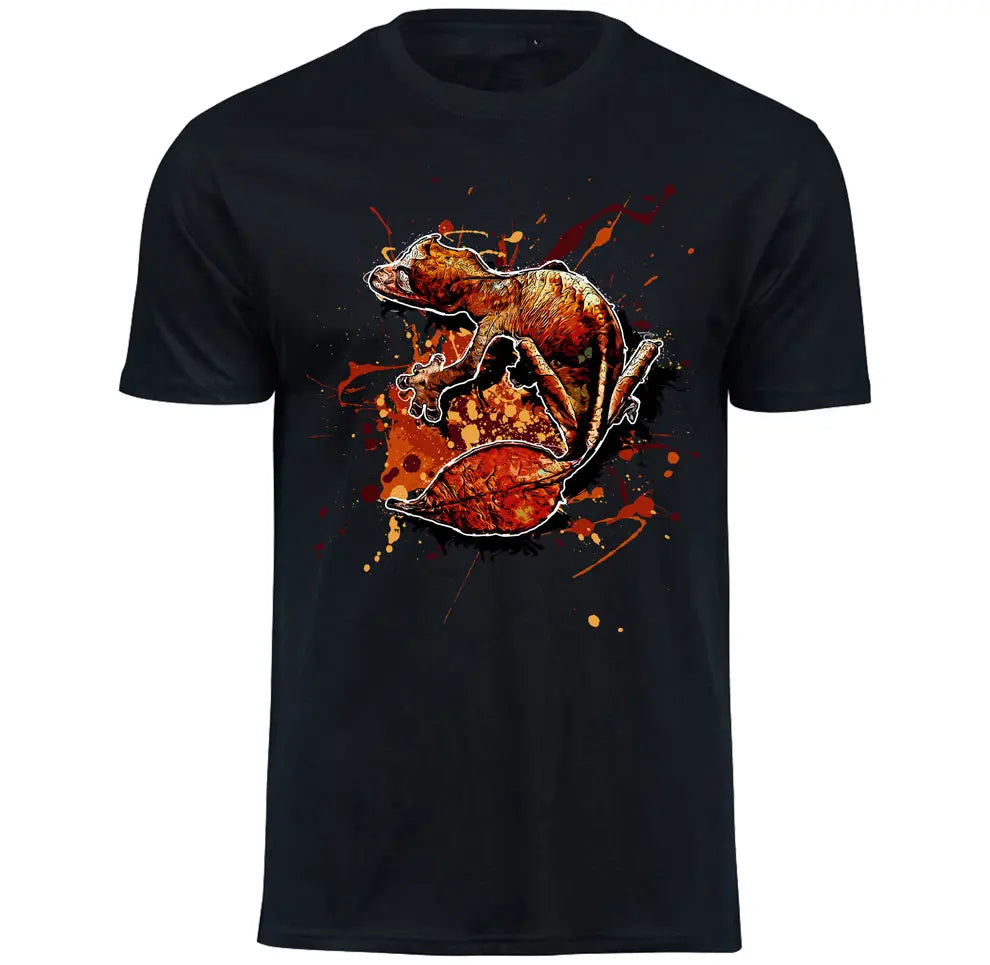T-Shirt mit Uroplatus phantasticus / Blattschwanzgecko Motiv von Tassenkasper