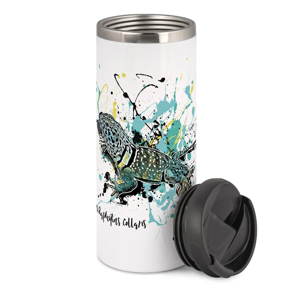 Thermobecher mit Crotaphytus collaris / Halsbandleguan Motiv von Tassenkasper