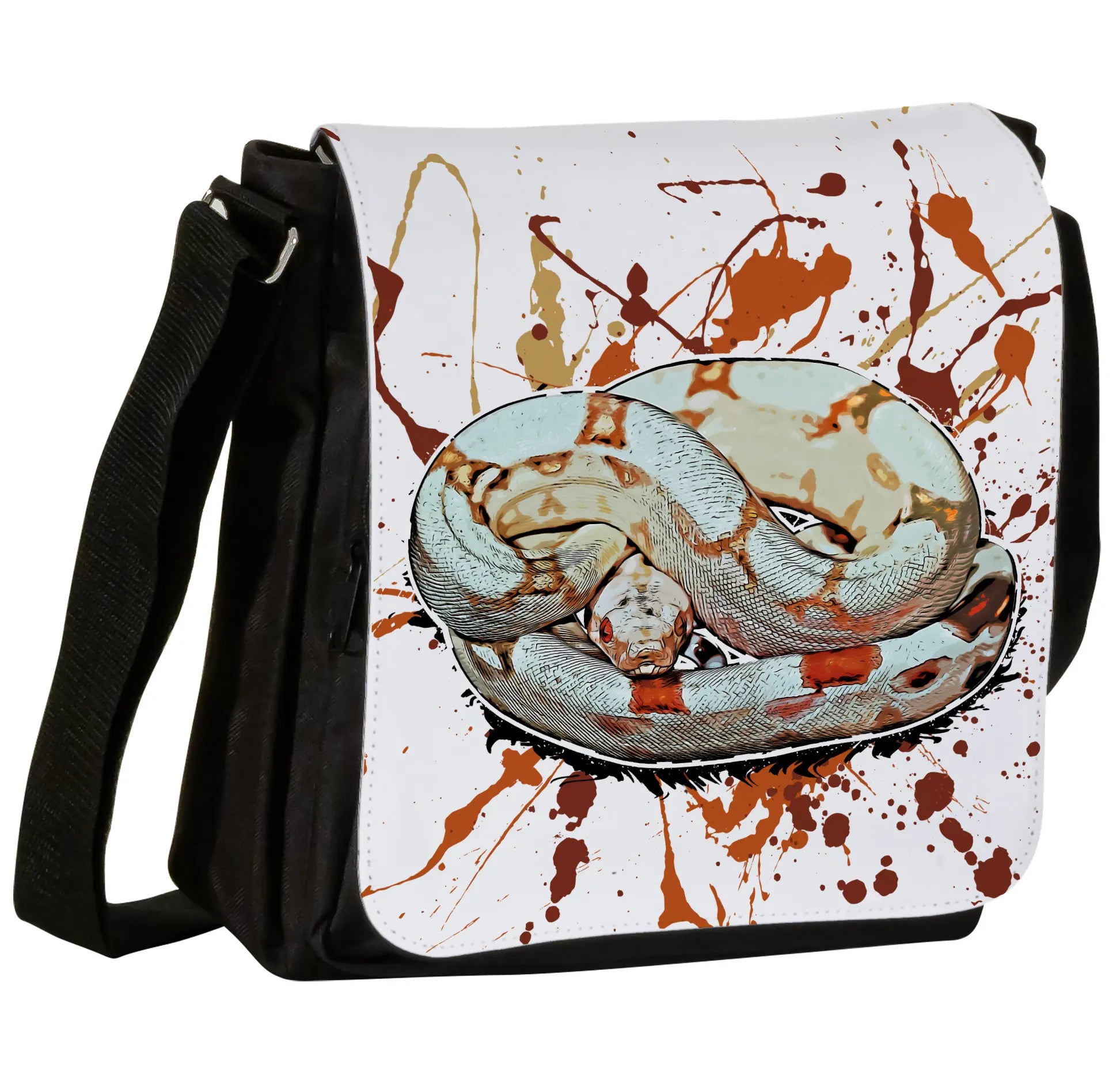Schultertasche mit Boa constrictor (Albino) / Abgottschlange Motiv von Tassenkasper