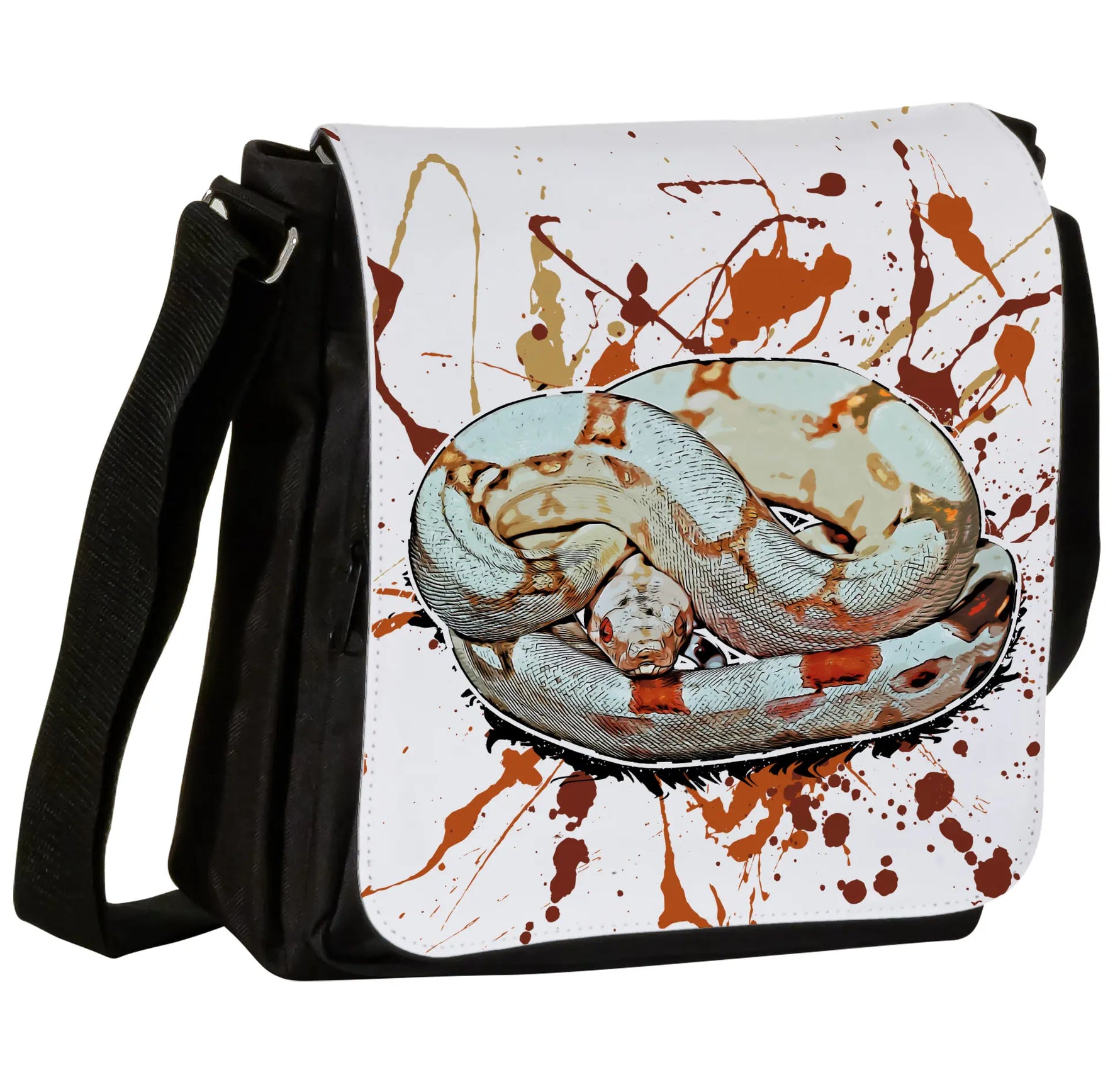 Schultertasche mit Boa constrictor (Albino) / Abgottschlange Motiv von Tassenkasper