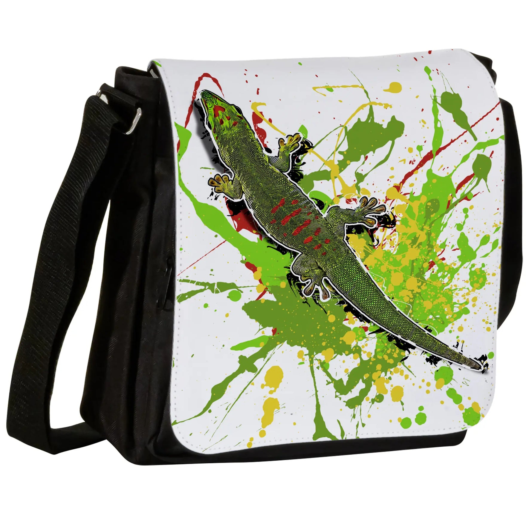 Schultertasche mit Phelsuma grandis / Taggecko Motiv von Tassenkasper