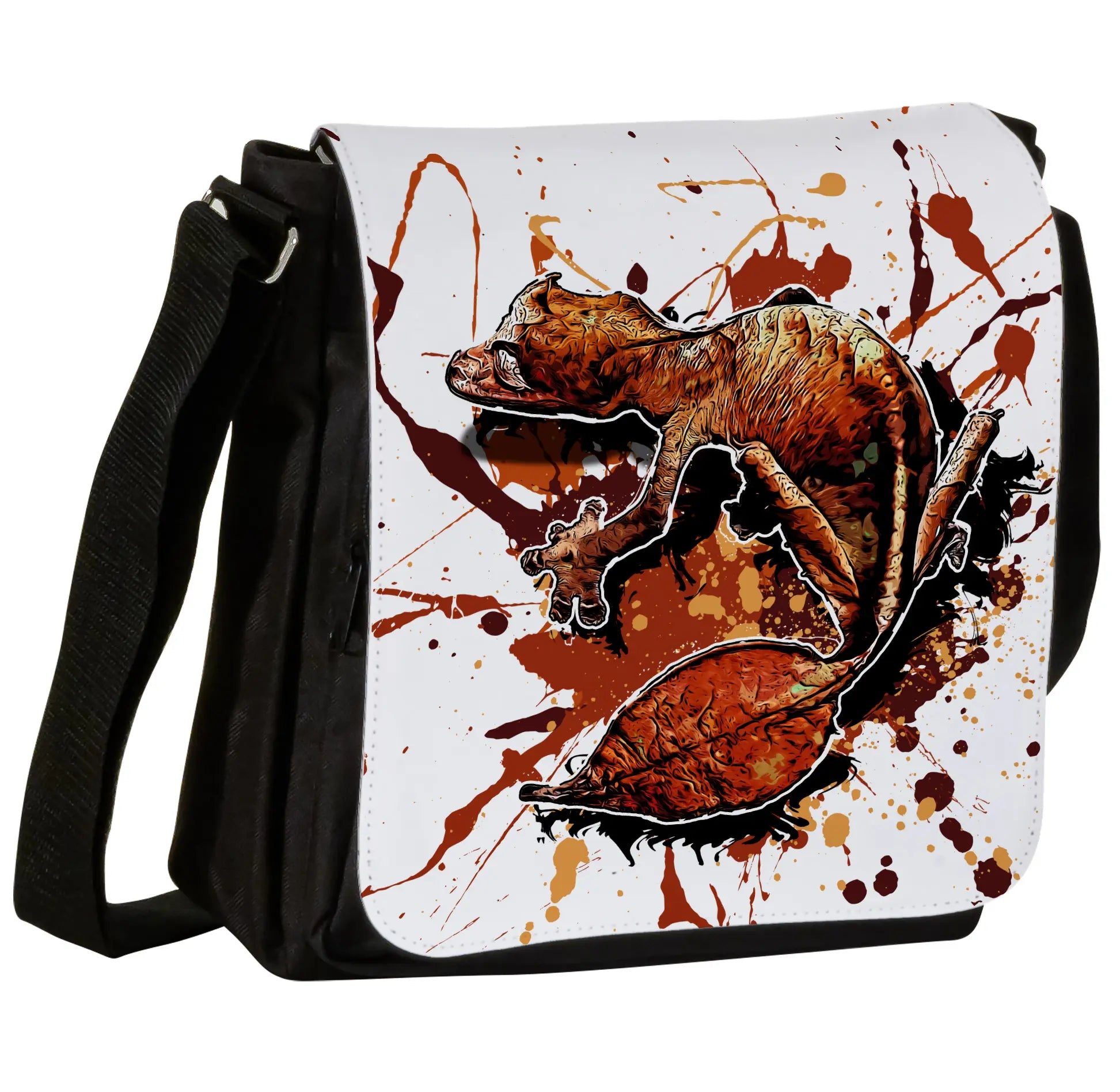 Schultertasche mit Uroplatus phantasticus / Blattschwanzgecko Motiv von Tassenkasper