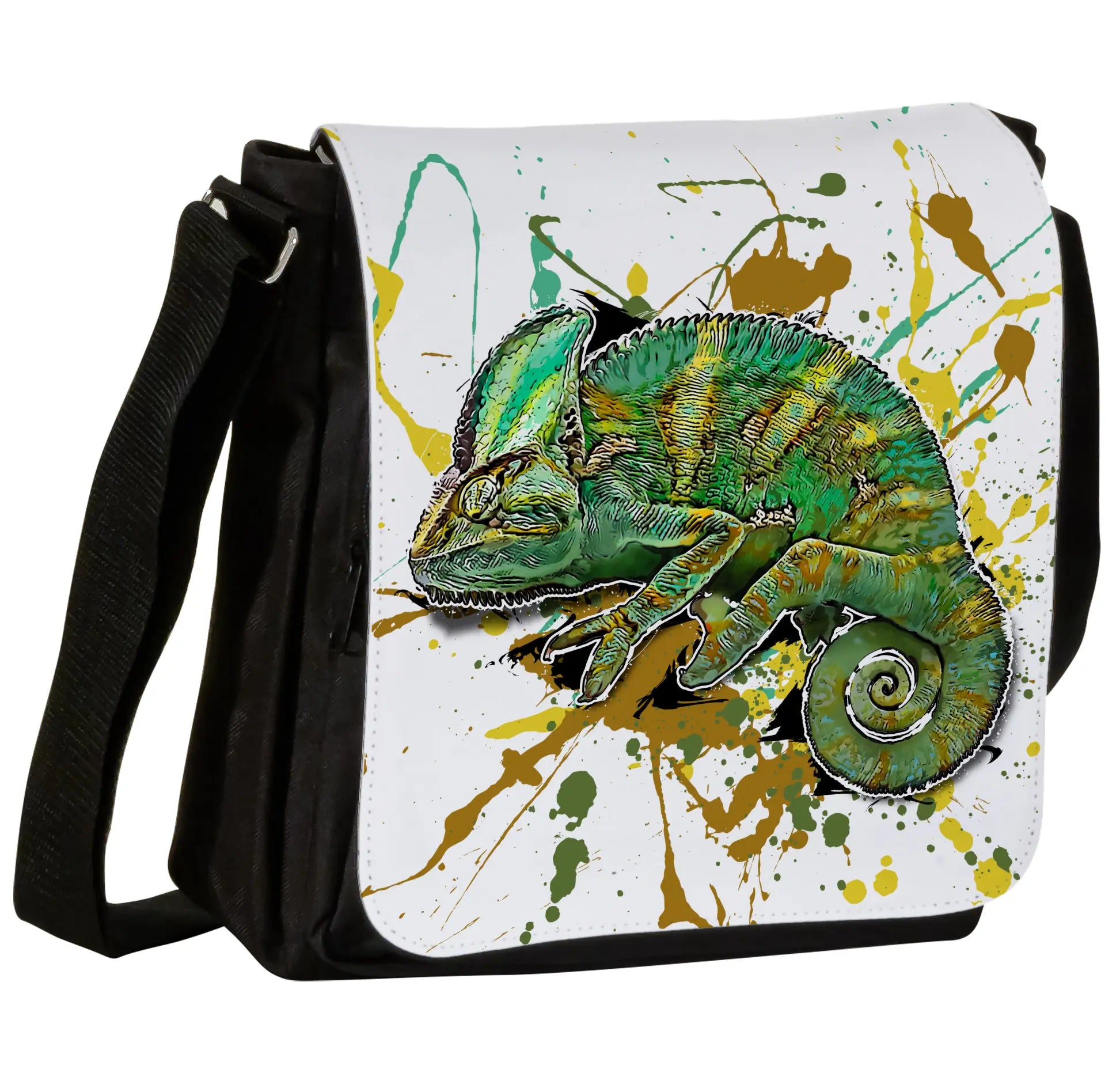 Schultertasche mit Chamaeleo calyptratus / Jemenchamäleon Motiv von Tassenkasper