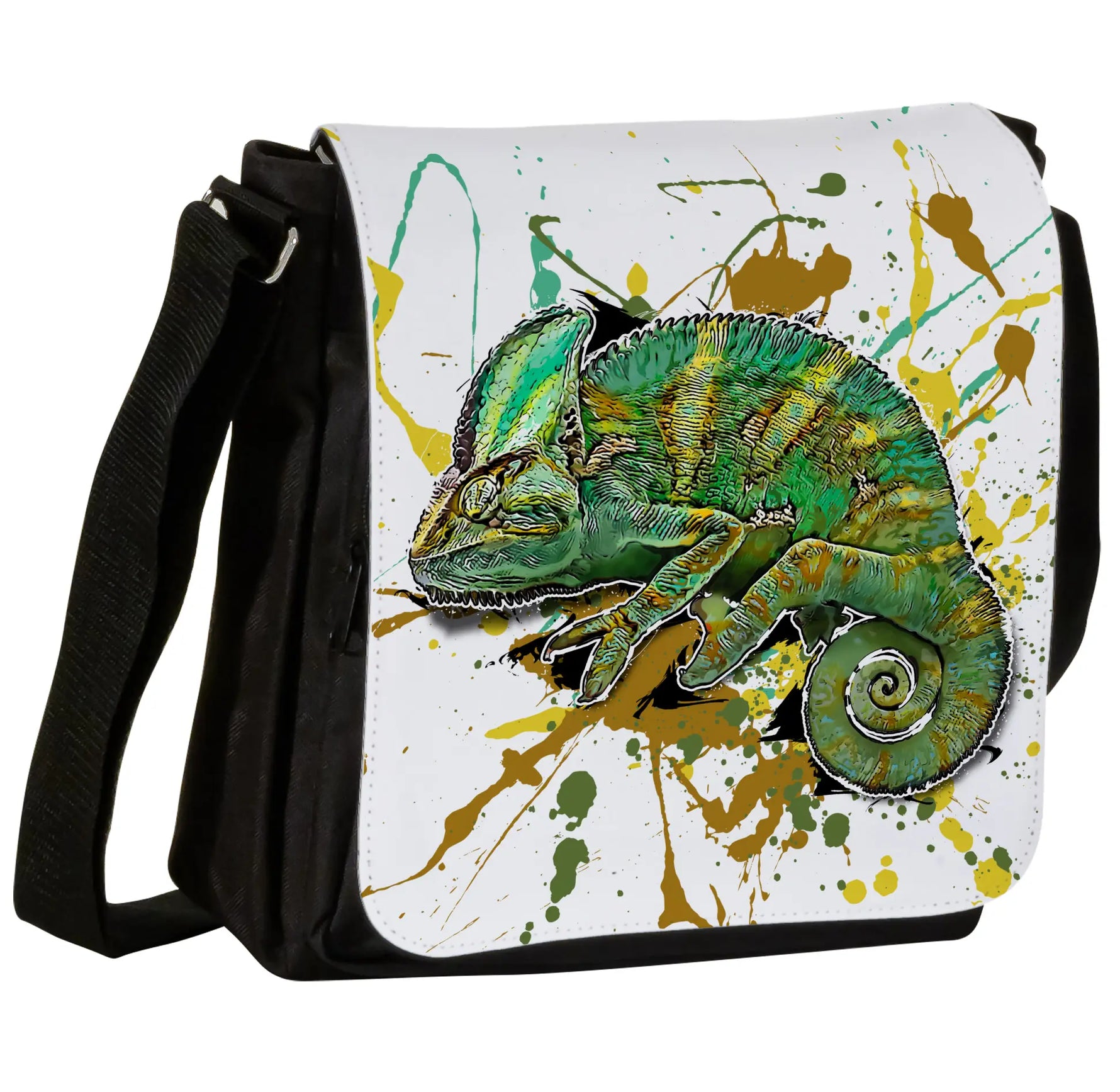 Schultertasche mit Chamaeleo calyptratus / Jemenchamäleon Motiv von Tassenkasper