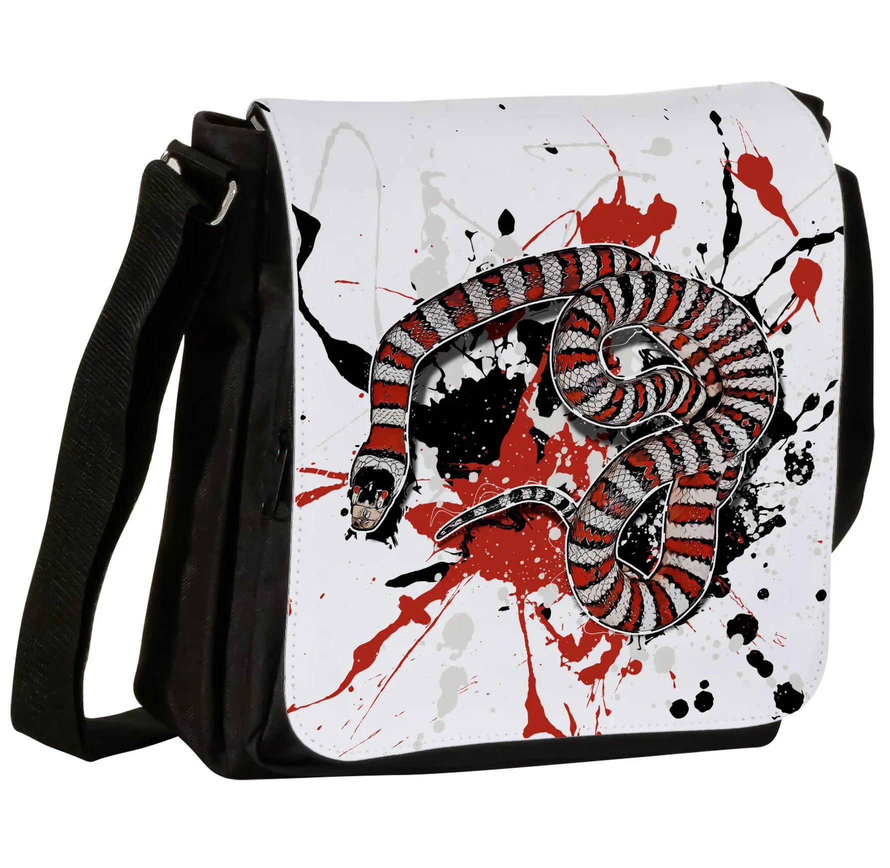 Schultertasche mit Lampropeltis pyromelana / Berg - Königsnatter Motiv von Tassenkasper