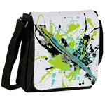 Schultertasche mit Phelsuma klemmeri / Blauer Bambus - Taggecko Motiv von Tassenkasper