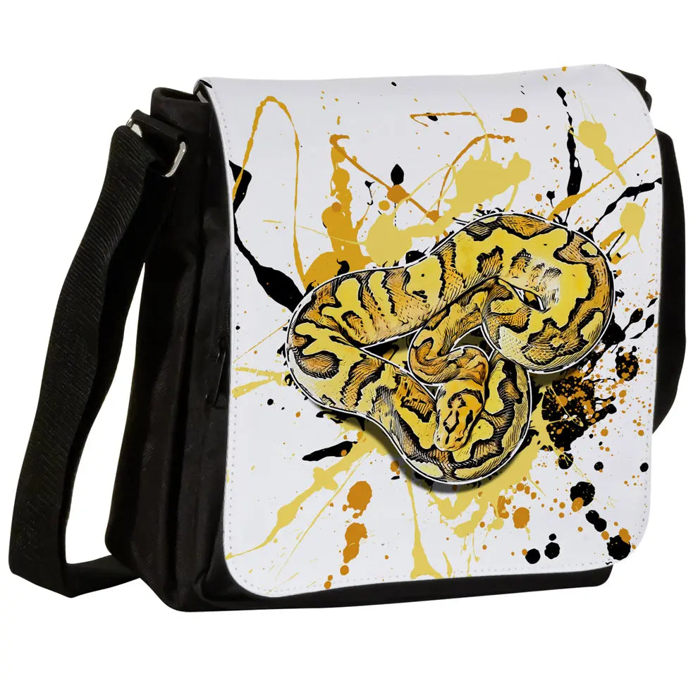 Schultertasche mit Python regius (Super Disco Clown) / Königspython Motiv von Tassenkasper