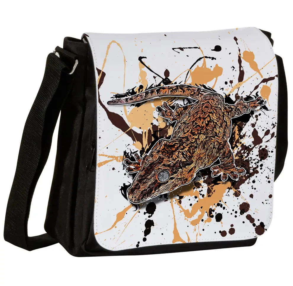 Schultertasche mit Rhacodactylus auriculatus / Höckerkopfgecko Motiv von Tassenkasper