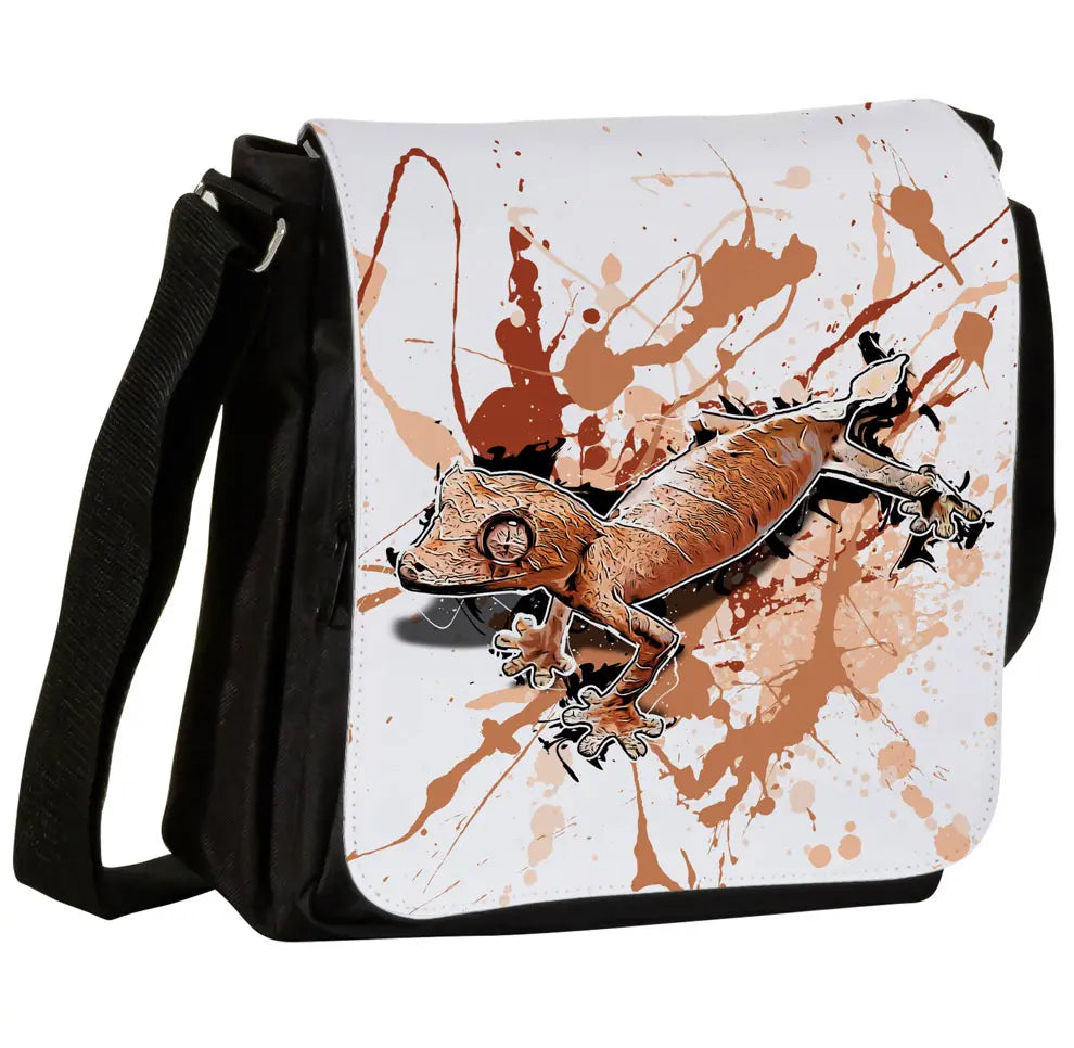 Schultertasche mit Uroplatus ebenaui / Pfeilschwanzgecko Motiv von Tassenkasper